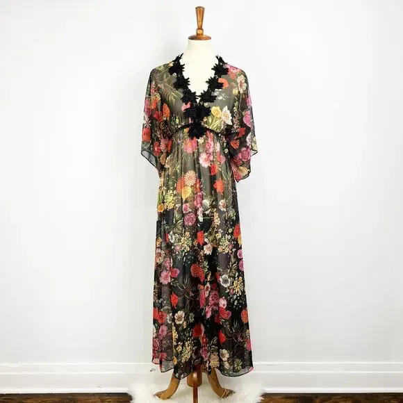 chinese dress ladies Farm Rio Sand Foliage Sketch Maxi Dress, Foliage Sketch Sand / Xs